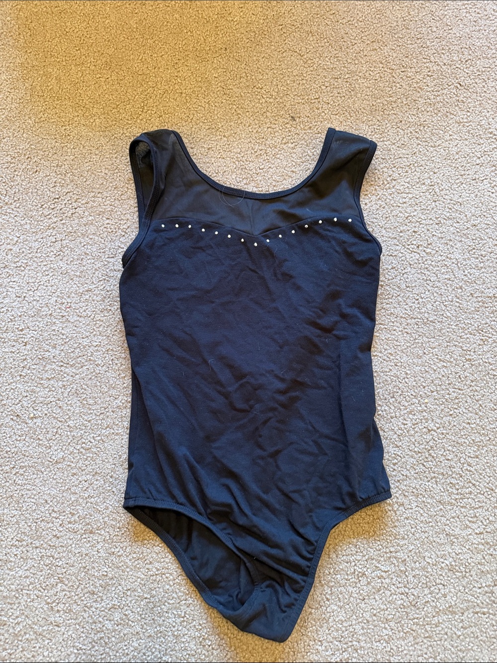 Cat & Jack Black Tank Dance Leotard with Rhinestone Accents